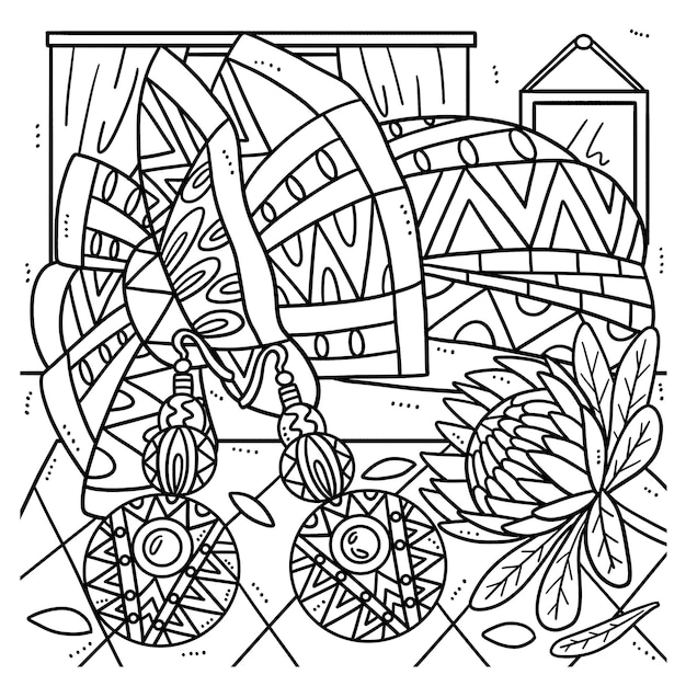 Earrings Isolated Coloring Page for Kids