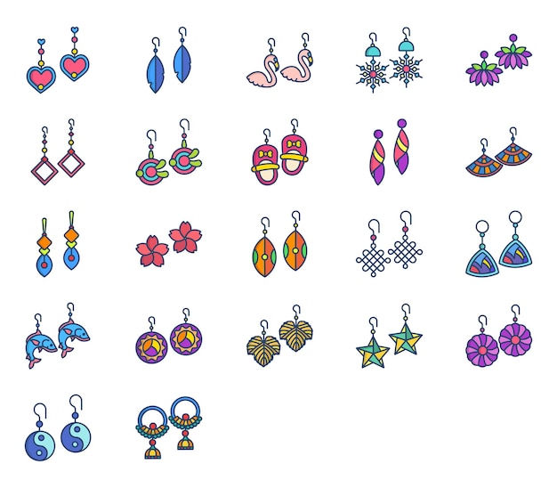 Vector earrings vector icon set