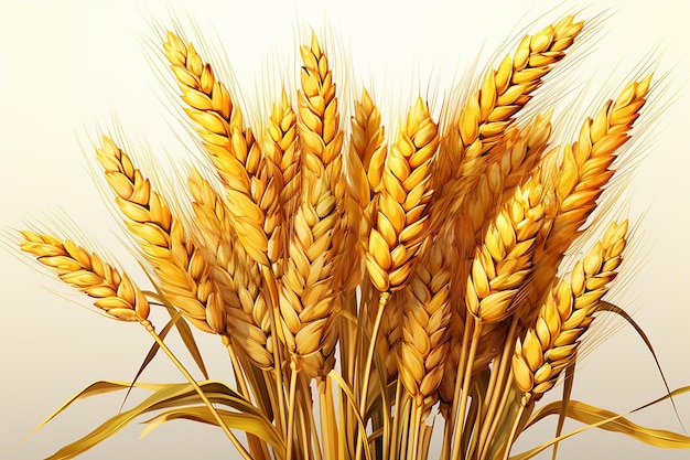 Вектор Золотые зерна пшеницы вблизи на белом фоне богатый урожай концепция изолированные зерна пшеницы