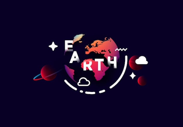 Earth around the planet abstract design style.