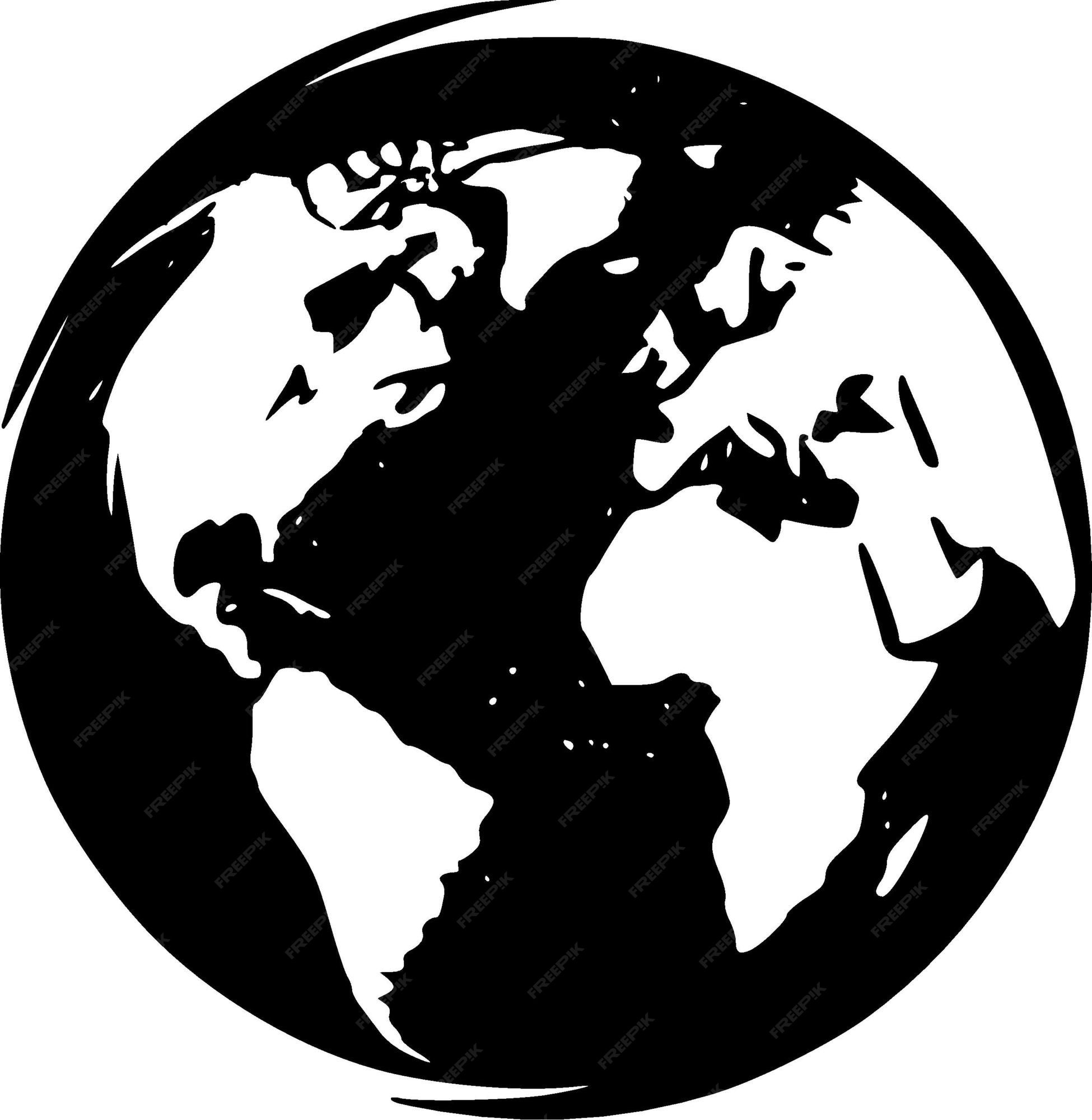 Premium Vector | Earth black and white vector illustration