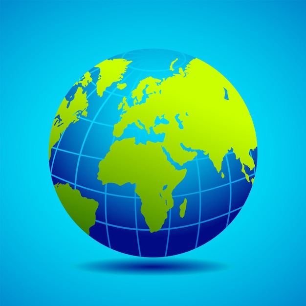 Earth blue green realistic globe isolated vector illustration