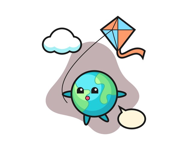 Earth cartoon spelen kite