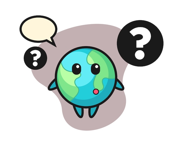 Earth cartoon with the question mark