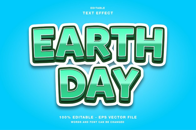 Earth day cartoon bewerkbaar teksteffect