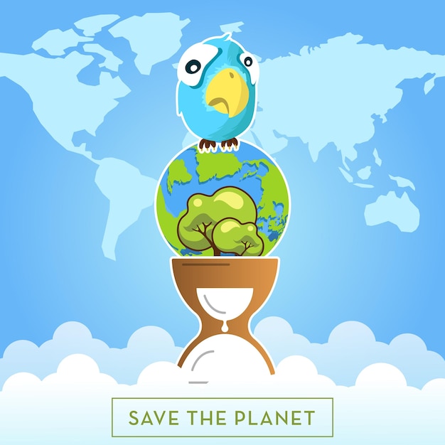 Vector earth day concept graphic with save the planet typography