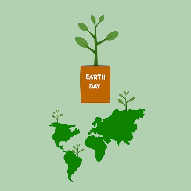 earth day design with globe map and leaves