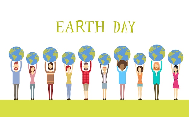 Earth Day Diverse People Group Hold Globe World