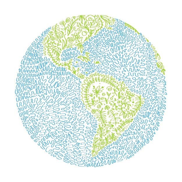 Earth day doodle illustration