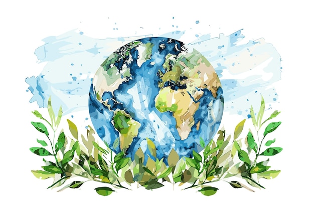 earth day earth in glass ball on green leaves ecology go green environmental and conservation