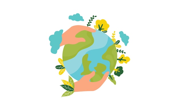 Earth Day Eco-vriendelijk concept Vector illustratie Earth day concept World environment day background Red de aarde Happy Earth Day Poster of Banner Achtergrond