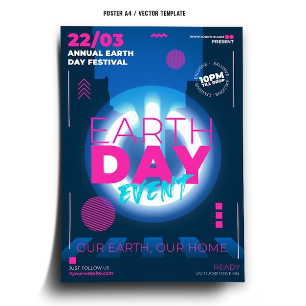 Vector earth day event club poster template