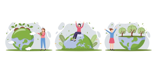 earth day flat bundle illustration