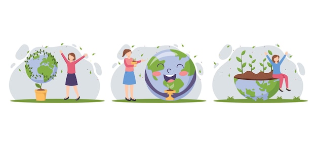 Earth Day Flat Bundle Illustration