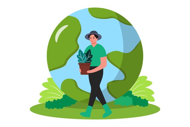 Vector earth day flat design illustration