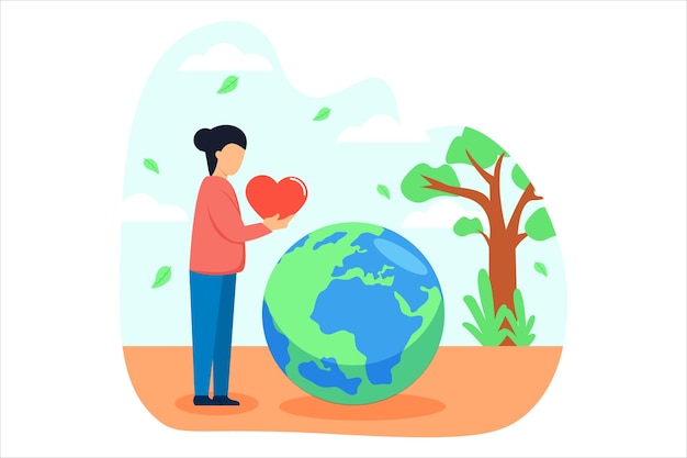 Vector earth day flat illustration design