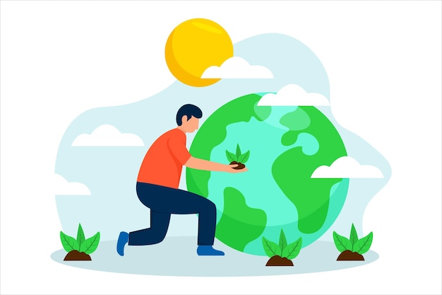 Vector earth day flat illustration design