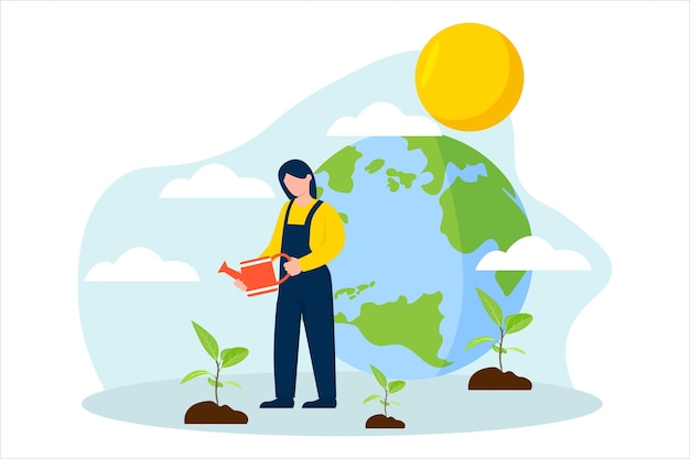 Vector earth day flat illustration design