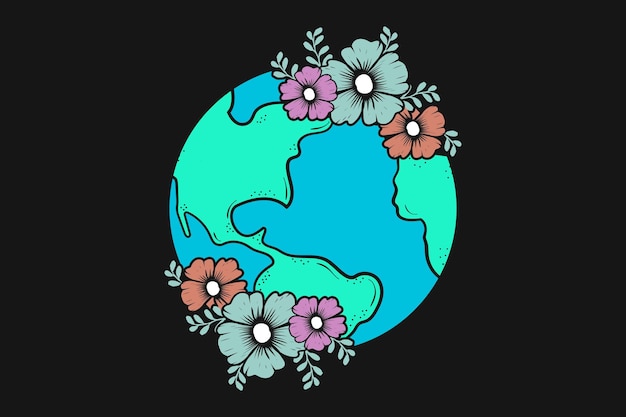 Earth Day Floral Typography T-Shirt Design