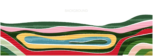 ベクトル アースデーの緑のバナーの背景抽象的な農業ファーム フィールド コラージュ水平ベクトル図持続可能な開発の概念と世界環境の日エコ波形形状アグリ デザイン