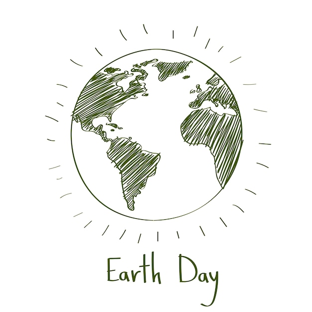 Protezione ecologica globo di earth day green sketch