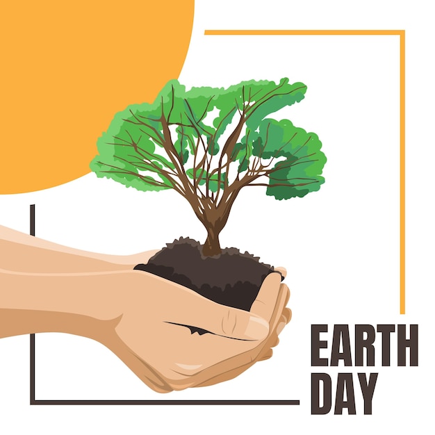 Earth Day greeting hand drawn illustration