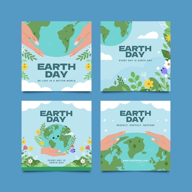 Earth day hand drawn card set