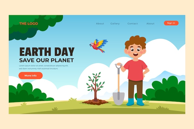 Vector earth day hand drawn landing page