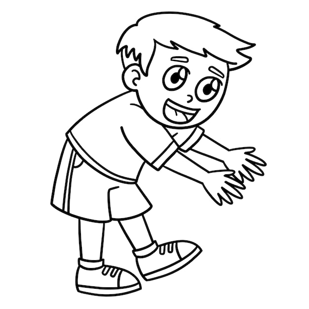Earth Day Happy Boy Isolated Coloring Page