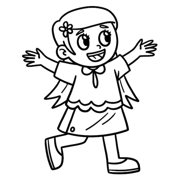 Earth Day Happy Girl Isolated Coloring Page