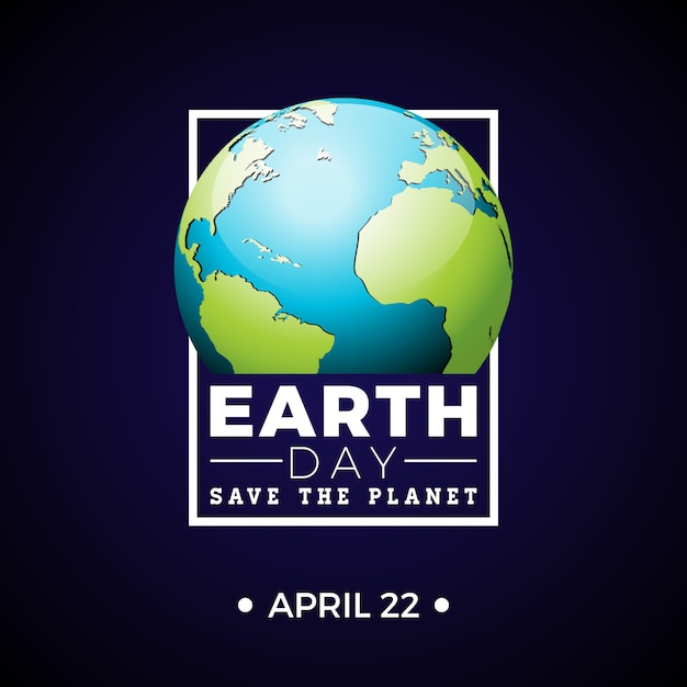 Earth Day-illustratie met planeet en het van letters voorzien.