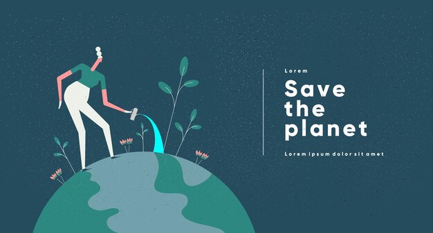 Earth Day International Mother Earth Day Environmental problems and environmental protection Caring for Nature Flat vector illustration