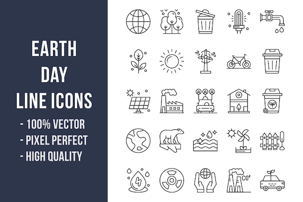 Earth Day Line Icons