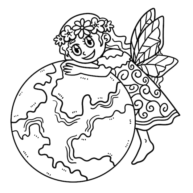 Earth day mother nature isolated coloring page