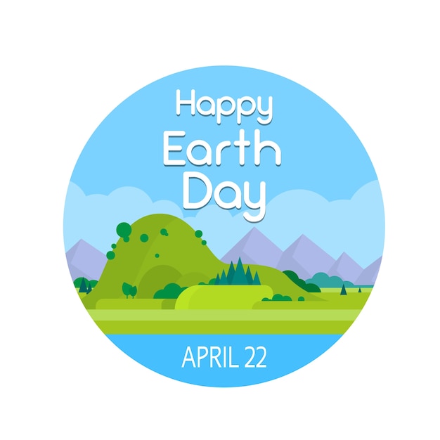 Banner di earth day nature summer landscape round