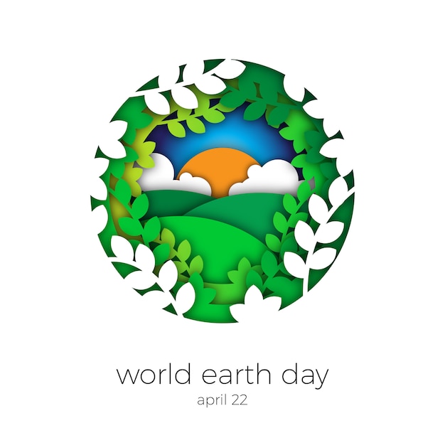 Vector earth day paper art illustration