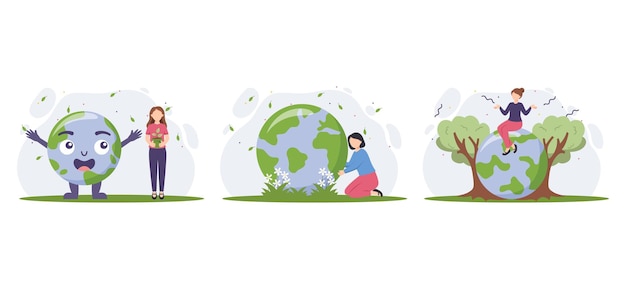 Earth Day platte bundel illustratie