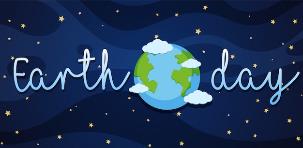 Earth day poster with earth in galaxy