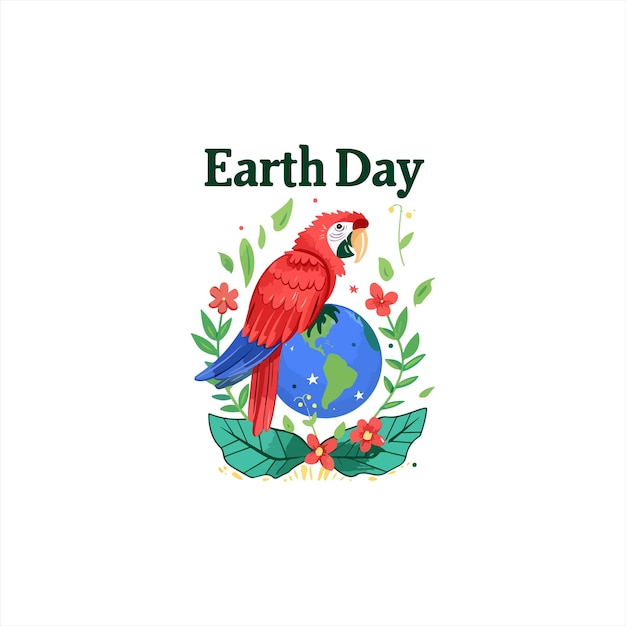 Earth day poster with a parrot planet