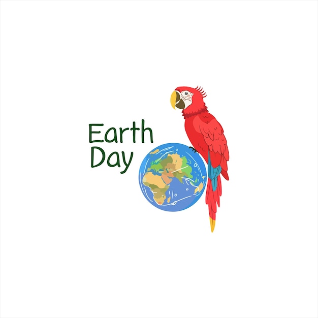 Earth day poster with a parrot planet