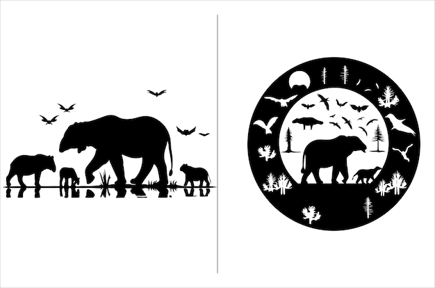 Earth day silhouette for creative design and print on demand