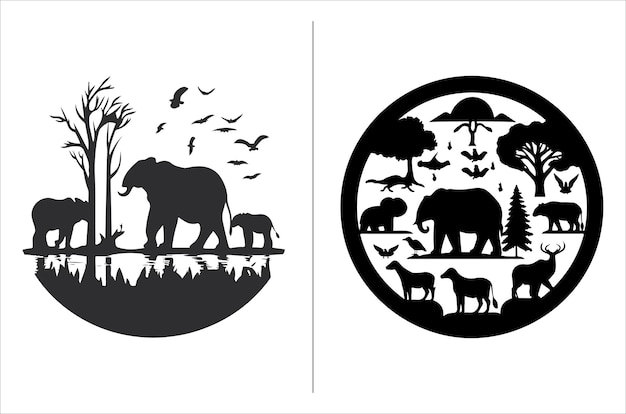 Earth Day Silhouette for creative design and print on Demand