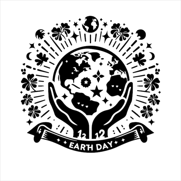 Earth day silhouettes vector Flat design moeder aarde dag thema