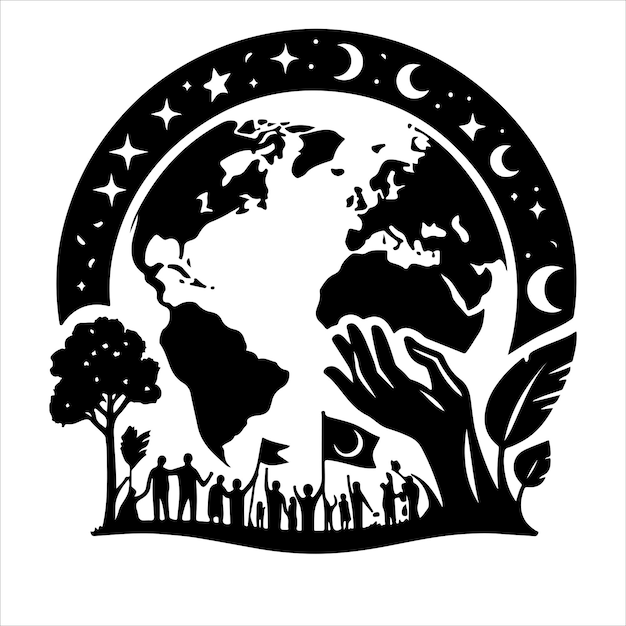 Earth day silhouettes vector flat design mother earth day theme