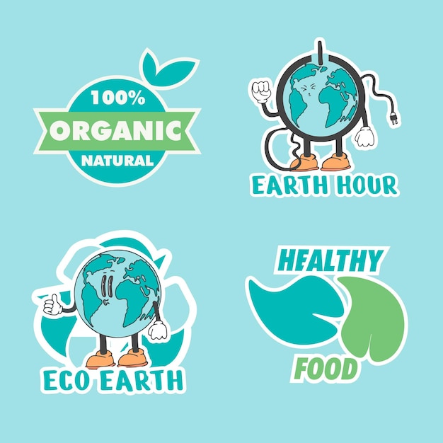 earth day sticker retro cute design