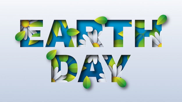 Vettore taglio della carta tipografia earth day