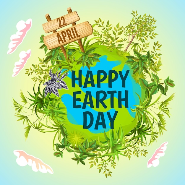 Earth day vector cartoon card