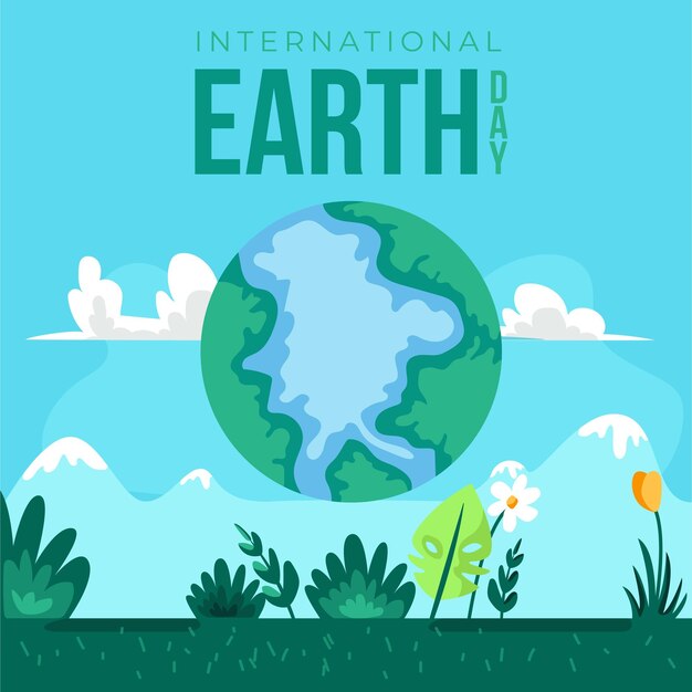 Earth day vector poster template