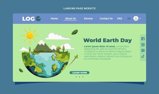 Vector earth day website landing page vector hand drawn illustration