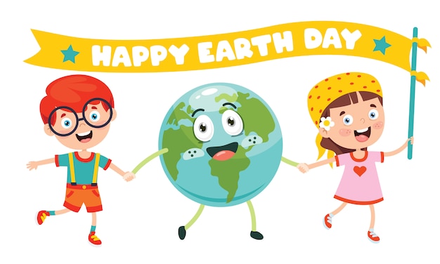 Earth Day With Funny Character